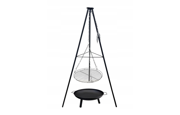 TRÓJNÓG Z RUSZTEM GRILL OGRODOWY DO PALENISK 60cm 150cm OGNISKA wiszący