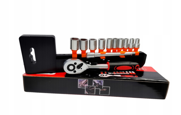 zestaw KLUCZY NASADOWYCH 1/4" 12el GRZECHOTKA PRZEDŁUŻKA NASADKI stal CR-V