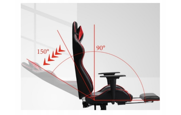 Fotel biurowy z podnóżkiem gamingowy COYOC DEVILS II czarno - czerwony